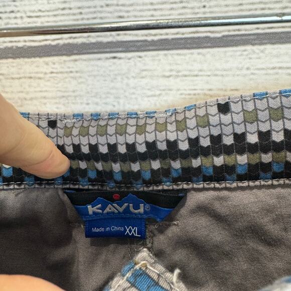 Kavu Men's Gray Belted Geometric Outdoor Hiking Chilli Shorts Size XXL - Picture 10 of 11